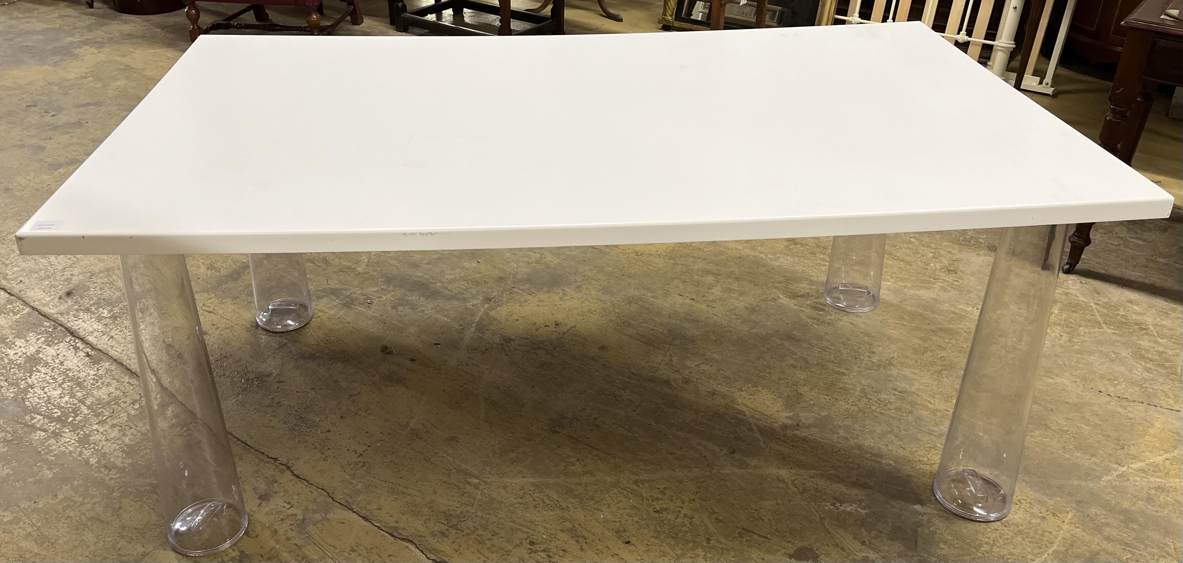 Magis, Italy, a Contemporary table with acrylic legs, width 180cm, depth 102cm, height 74cm. Condition - fair